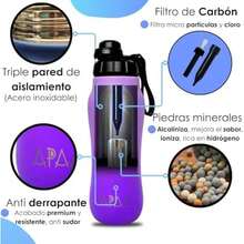 APAA Purify Ergonómica - La Única Botella que Purifica, Filtra y Alcaliniza el Agua. 710ml. Mantiene temperatura por 24 horas(morado) - Tipo 2 - Ver 5