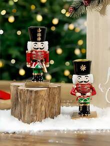 新奇圣诞老人胡桃夹子摆件烛台装饰室内圣诞胡桃夹子桌面中心摆件节日架子装饰家居装饰品派对用品，香薰蜡烛容器，非常适合圣诞节、万圣节、情人节、新年夜、送礼装饰