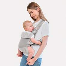 Newborn Carrier, Baby Carrier Newborn To Toddler, Ergonomic Baby Sling With Head Support - 淺灰色 - 查看 7