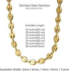 HIJONES Stainless Steel Coffee Beans Chain Necklace Bracelet Men Women Minimalist Chunky Hop Jewelry - Vàng 9mm - Xem 6