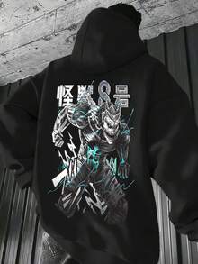 Sudadera con Capucha de Patrón de Monstruo de Anime para Hombres - Sudadera Marrón con Cremallera, Adecuada para Todas las Estaciones, Ropa Casual de Calle, Diseñpara Fans de Anime y Entusiastas de la Animación Japonesa - Ajuste Cómodo Diario, Sudadera de Anime, Ropa Cómoda, Diseño de Impresión Audaz, Tela Duradera, Estilo de Calle, Material Suave, Sudadera con Capucha, Entusiastas de la Ropa de Calle, Colección de Moda, Suéter Holgado, Diseño de Calle Audaz, Moda de Calle, Coleccionistas de Anime, Opción de Regalo para Entusiastas de Anime (Error de Diseño Izquierdo y Derecho Imposible): Marrón - Negro - Ver 1
