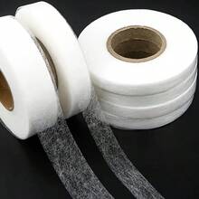 2362.2 بوصة/1 لفة شريط قماش غير منسوج ثنائي الوجه قابل للصق، حرفية الخياطة DIY - أبيض - مشاهدة 10