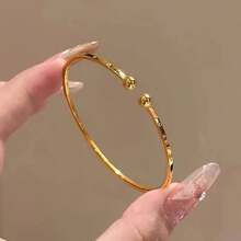 Elegant Minimalist Titanium Steel Bangle - Fade-Resistant, Perfect Gift For Best Friends & Couples - Gold - View 2