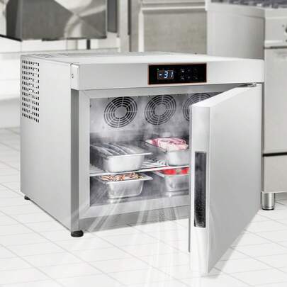 Commercial Blast Freezer 32 L / 1.1 Cu.Ft Blast Chiller With 4 1/3 Trays Blast Chiller Freezer Chest With Cooling & Freezing Modes Stainless Steel Food Blast Freezer For Restaurant Seafood