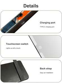 Rechargeable Car Sun Visor Vanity Mirror With Light, 3 Dimmable Modes & Touch Control, Universal Makeup Mirror For Car Truck SUV. - A款 - 查看 3