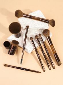 MAANGE 9件套亲肤舒适化妆刷套装，超柔软，包含粉底刷、遮瑕刷、修容刷、鼻刷，适合日常面部彩妆，粉底刷适用于液体粉底，适合女性和女孩使用。套装包含化妆刷，化妆刷套装，全套化妆刷套装，化妆套装，化妆刷套装，化妆礼品套装，赠品，专业化妆刷，全套化妆刷套装 - 咖啡棕 - 查看 3