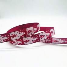 5yards 10mm Christmas Ribbon Printed Christmas Polyester Ribbon For Handmade Design Christmas Decoration Gift Packing