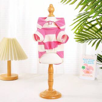 Pets, Cats, Dogs, Dog Clothes, Puppy Dog, Chihuahua Dog Clothes, Kitty Supplies, Dog Shirts, Striped Dog T-Shirts, Long Sleeve Puppy Clothes Suitable For Small To Medium Dogs And Cats, French Bulldog, Dachshund, Yorkshire Terrier Dog Fashion Apparel, Classic Breathable Cute Striped Polo Shirt, Suitable For Summer And Autumn
