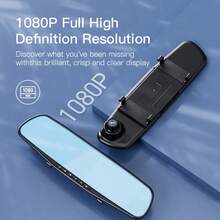 Dual Cameras Rear View Mirror Dash Camera Video Recorder Car DVR Mirror Dash Cam | Night Vision Backup Smart Mirror Camera Parking Assistance,150mAh Battery