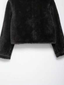 Fashionable Versatile Solid Color Jacket, Suitable For Commuting, Autumn/Winter - Black - View 9