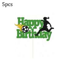 1Pc Paper Soccer Cake Topper Inserts Soccer Team Happy Birthday Cake Decorations Baking Party Cake Decoration Supplies,Christmas