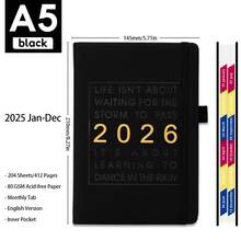 2025-2026新年除夕英语A5星空计划本，204张/408页，包含年度、月度、每周和每日计划，内置笔筒、书签、内袋，开学返校学生文具、商务办公笔记本 - A5 - 查看 27