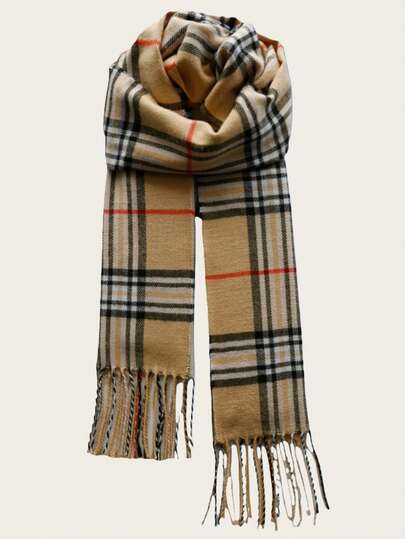 1pc Classic Plaid Scarf For Couples, Unisex Warm Boyfriend Gifts Versatile Autumn Winter Fashion, High-Quality Reversible Korean Style Neck Warmer Blanket Men Accessories Men Scarves