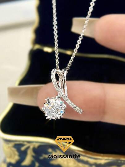 1Pc Classic Cross Necklace 1ct Moissanite Diamond Necklace S925 Sterling Silver Wedding Necklace Engagement Necklace Luxury Jewelry For Gifts Girls Women Anniversary