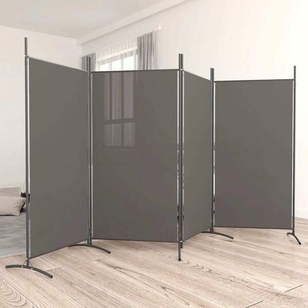 Biombo Larryhot de 4 paneles Antracita 346x180 cm Tejido, Apto para salón, dormitorio, despacho, plegable y fácil de guardar, doble uso (separador de privacidad + decoración), estable sin vibraciones y fácil de montar.