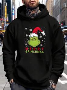 [2025 nueva llegada] otoño invierno hombre con capucha patrón de hoodies diseño de impresión casual caliente manga larga hoodies hombre holgado top versátil - Negro - Ver 1