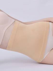 1件装女士纯色尼龙无缝跑步护腹塑身腰带，适合日常穿着