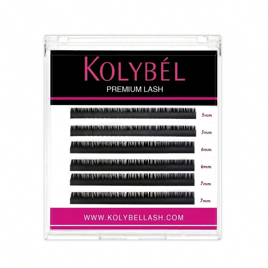 KOLYBEL Bottom Lash Extension 0.03 B Curl 5-7mm Mixed Length Tray Black Premium Eyelash Extensions Soft Under Lower Eyelash Extension Salon Use (Bottom,0.03-B-5-7mm) - Nâu nhạt-D-0.07 - Xem 1