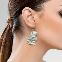 New Flat 2D Dollar Acrylic Earrings, Fashionable And Creative Holiday Gift Earrings. - 美元耳環 - 查看 3