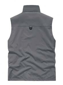 Men's Lightweight Vest, Multi-Pocket Zipper Nylon Sleeveless Jacket, Suitable For Outdoor, Fishing, Photography, Casual, Sports, All Seasons - Grey - View 3