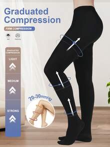 Women's Stretchy 20-30 MmHg Mid Compression Pantyhose Breathable & Soft High Waist Sexy Tight Stocking