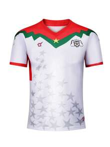 ODMYONO Koszulka FBF męska i damska z dekoltem w serek, krótki rękaw, sportowa, studencka, letnia koszulka piłkarska szybkoschnąca - Biały - Zobacz 2