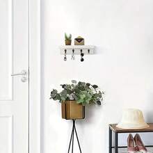 1 pieza Soporte de llaves de madera rústica con 4 ganchos de metal, estante de pared para llaves y organizador de correo para entrada, dormitorio, cocina, sala de estar, decoración del hogar, almacenamiento, exhibición decorativa funcional, diseño moderno y contemporáneo, solución de organización ahorradora de espacio, regalo perfecto para familia y amigos - Multicolor - Ver 10