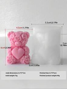 1个玫瑰熊蜡烛模具，DIY玫瑰花手工蜡模，陶瓷/石膏蜡烛制作套装，适用于婚礼装饰、烛光晚餐、情人节/生日手工礼物、DIY、粘土工具、手工艺品、情侣用品 - 白色 - 查看 17