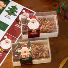 15pcs Christmas Sealing Stickers, Long Label Stickers For Gift Decoration, Baking Accessories For Cake, Cookie, And Candy Packaging Box Sealing, Self-Adhesive Stickers For Gift And Cake Box Decoration, Holiday Props Decoration, Christmas Atmosphere Decoration(The Style In The Picture Will Be Sent Randomly)