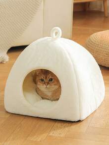 1 件套猫床小猫床，可洗猫床，适合室内猫，超柔软毛绒人造毛皮宠物床，适合小狗和小猫，带防滑底部