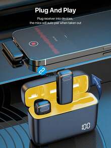 SIYAA 专业无线领夹式麦克风，具备自动配对技术、24小时充电盒和双重降噪功能 | 即插即用领夹式麦克风，兼容和PC，非常适合采访、ASMR、在线课程、Vlog、直播等应用场景。 - Lightning - 查看 6