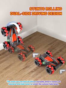 1 件 2.4GHz 遥控特技车玩具，4WD 360° 翻转漂移遥控赛车，全地形越野车玩具，适合 4-12 岁男孩和女孩的生日/圣诞节/新年礼物（蓝色/红色） - 彩色 - 查看 4