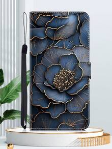GLANDOTU PU Leather Flip Cover Phone Case With Blue Peony Pattern, Card Slots And Stand, Magnetic Wallet Style Case Compatible With Samsung Galaxy, Apple, And Other Smartphones - Multicolor - View 7