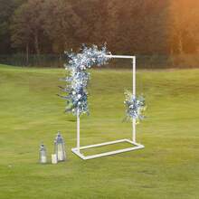 Quadratischer Hochzeitsbogen 3,28 x 2,46 ft quadratischer Metall-Hintergrundständer Weißer Hochzeitsbogen Hochzeitsdekorationsständer Bogenstütze für Hochzeiten, Geburtstage, Partys, Gärten - Weiss - Übersicht 3