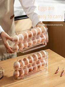 Khay đựng trứng xếp chồng nhiều mảnh, giá đựng trứng lăn cho tủ lạnh, hộp đựng đồ trên cửa tủ lạnh nhà bếp - Nhiều màu - Xem 3
