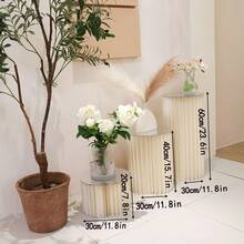 3套/优雅罗马柱纸质甜品桌 - 可折叠柱形（30*20/30*40*30*60厘米），婚礼、生日和派对展示架 - 多功能派对装饰，高密度，承重力强，蛋糕屋、甜品屋、烘焙店、车展派对装饰道具 - 白色 - 查看 4