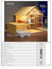 Indoor Cat Cage With Litter Box, 1 Bedroom 1 Bathroom, Drawer-Style All-In-One Cat Villa With Large Space - Multicolor - View 17