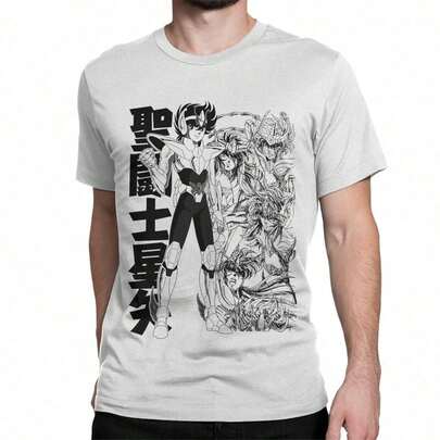 Novelty Knights Of The Zodiac Japanese Anime T-Shirt for Men Women Pure Cotton T Shirts Saints Seiya Short Sleeve Tees Tops