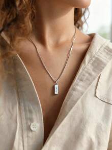 1 Stück quadratischer Namensschild Halskette mit Gravur, hochwertige Box Halskette, individuell anpassbarer Name oder Text, individuelle Halskette, Damen Halskette, individuelle Mode-Schmuckstücke, anpassbare Artikel, Namenskette, indivAnfangsbuchstabe Initial-Anhänger Halskette, individuelles Weihnachtsgeschenk, Halloween Schmuck, Geburtstagsgeschenk, Jahrestags-Geschenk, geeignet für Familie, personalisierter Schmuck für Liebende - Verschiedenfarbig - Übersicht 3