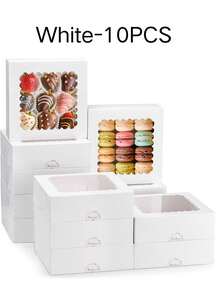 10 Pcs 8x8x2.5 Inch Cookie Boxes, Baking Boxes With Windows, Pie Boxes, Chocolate Strawberry Boxes, Fragile Heart-Shaped Boxes, Delicatessen Boxes, Cake Boxes, Christmas Wrapping Boxes, Suitable For Christmas, Valentine's Day, Halloween, Easter, Wedding, New Year's Eve, Father's Day, Mother's Day Gift Packaging Storage, Christmas Gift Boxes, Christmas, Valentine's Day Party, Home Decor, Home Gifts - 8825 - View 16