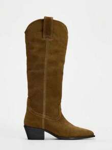 Fall/Winter New Arrival Women's High Heel Pointed Toe Tall Boots, Deep Brown Color, Wide Shaft Equestrian Style Tall Straight Shaft Retro Boots - Brown - View 3