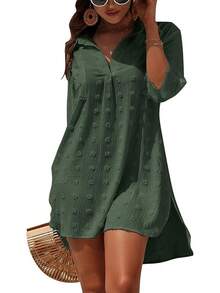 Women's Swimsuit Cover - Ups White Chiffon Bikini Swimwear Beach Dress Outfits Summer 6HQS - 軍綠色 - 查看 12