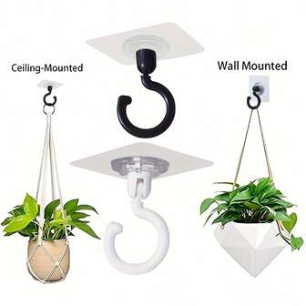 1/2 st roterbara självhäftande takkrokar - ingen borrning väggmonterade praktiska krokar för att hänga växter, lyktor, vindspel, baldakiner, myggnät - traditionell stil lättinstallerade plast självhäftande klädkrokar för takdekor