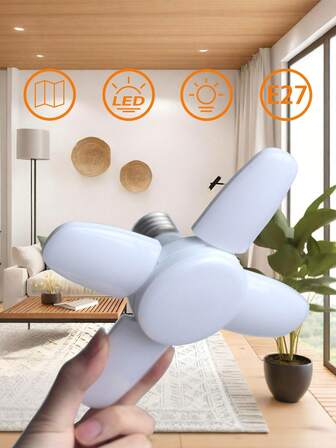 Ampoule LED E27 avec pales de ventilateur et minuterie - AC85-265V, 28W, Plafonnier pliable avec design imprimé en 3D, pour utilisation intérieure, câblé, sans batterie nécessaire, éclairage de plafond moderne intérieur, construction durable, ampoules LED