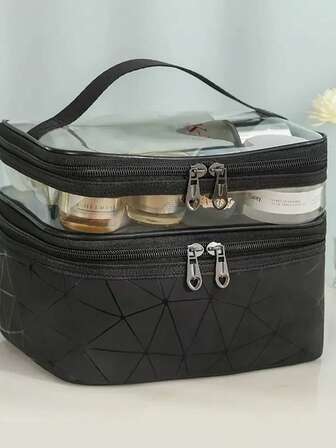 可折叠双层大容量化妆工具收纳包