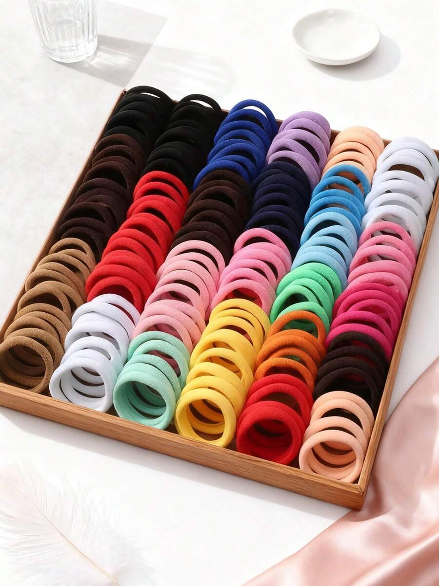 50 Dây buộc tóc cơ bản co giãn cao nhiều màu sắc thời trang mùa thu đông dành cho bé gái, phù hợp với mọi dịp trong mọi mùa (Màu sắc ngẫu nhiên), Dây buộc tóc đuôi ngựa, Dây thun buộc tóc, Dây thun buộc tóc, Dây buộc tóc, Dây buộc tóc - Nhiều màu - Xem 1