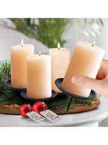 1pc Black Cone Candle Holder, Black Rimmed Tray, Advent Wreath Candle Holder, Metal Candle Holder To Secure Candles, For Advent, Wedding, Christmas, Party, Dinner Table Centerpiece, Valentine's Day, Holiday Party Decor - Multicolor - View 8