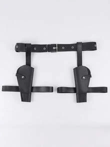 1 chiếc bao đựng súng lục đôi bằng da PU màu nâu/đen có thể điều chỉnh | Phong cách Trung cổ/Hiện đại miền Tây với hệ thống móc cài thắt lưng, tương thích với nhiều loại súng lục, thích hợp cho hóa trang cao bồi/cảnh sát, phụ kiện trang phục cosplay. - A - Xem 9