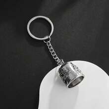 Men's Heavy-Duty Zinc Alloy Guardian Angel Wing Bell Keychain – Vintage Motorcycle Accessory With Bell, Durable Metal Key Ring, Celtic Knot Pendant, Perfect Riding Gift, Stylish Motorcycle Keychain - 銀色 - 查看 6