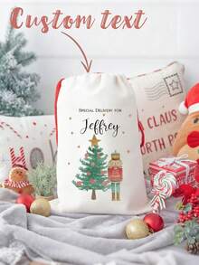 Sac de Crăciun personalizat cu nume personalizat, cu zână cu prune de zahăr, balerină, spărgător de nuci, ciorap de Crăciun vesel, decorațiune de Crăciun, cadou de familie, prieten, geantă de jucării, Crăciun, multifuncțional, durabil, ornamental, reutilizabil, rafinat, elegant - Multicolor - Vizualizare 3